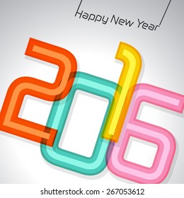 Happy new year 2016, typographic illustration. Calendar cover design