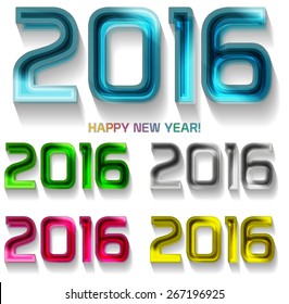 Happy new year 2016, typographic illustrations. Calendar cover design.