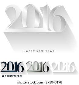 Happy new year 2016, typographic illustration. Calendar cover design.