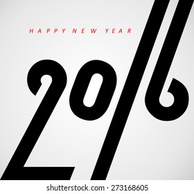 Happy new year 2016, typographic illustration