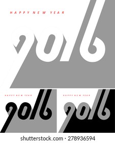 Happy new year 2016, typographic 3d illustration, calendar cover