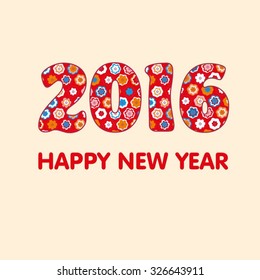 Happy new year 2016, typographic illustration. Calendar cover design