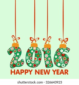 Happy new year 2016, typographic illustration. Calendar cover design