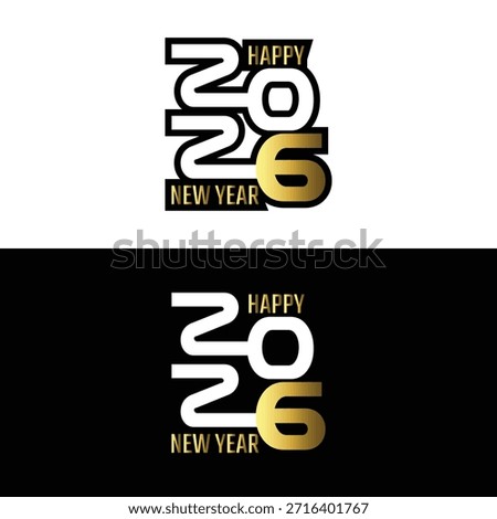 Happy new year 2016 typography design in black white and gold