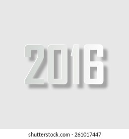 Happy new year 2016  - vector icon with shadow