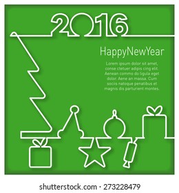 Happy New Year 2016. Vector illustration for greeting cards, icons, stickers, web and graphic design