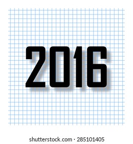 Happy new year 2016 - vector icon with shadow