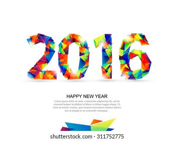 Happy New Year 2016, vector geometrical illustration.

