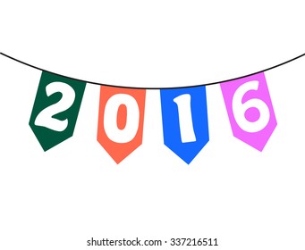 Happy New Year 2016 From Vector bunting and garland