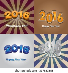 Happy New Year 2016 Vector Wallpaper Design