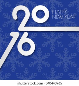 Happy New Year 2016 vector greeting card with seamless snowflakes pattern. Abstract grunge holiday blue background. Trendy design, concept for banner, poster, flyer design.