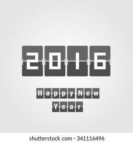 Happy New Year 2016 vector mechanical flip clock design 