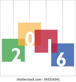 Happy New Year 2016, vector illustration.