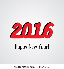 happy new year 2016  vector design icon in red with shadow.