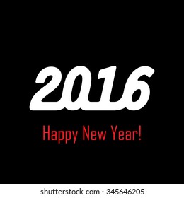 happy new year 2016 vector design icon on black background