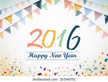 Happy New Year 2016 vector text design
