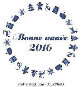 Happy new year 2016 vector (French Speak: Bonne annee)