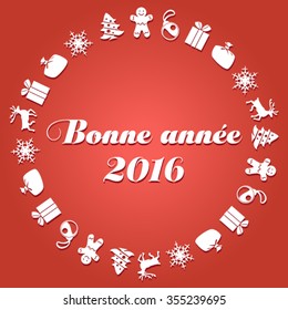 Happy new year 2016 vector (French Speak: Bonne annee)