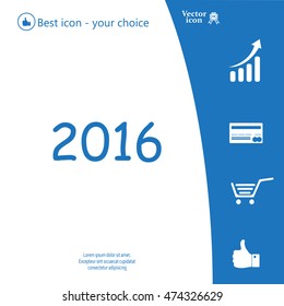 Happy new year 2016 - vector icon