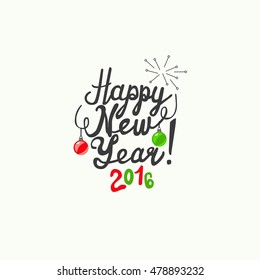 Happy New Year 2016 Vector illustration with hand lettering