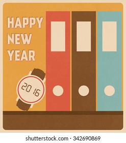 Happy New Year 2016 - Watch on a Desktop Illustration 