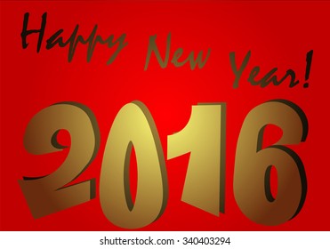Happy new year 2016 written on a red background