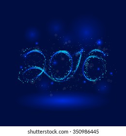 Happy New Year 2016.Greeting card design.Vector illustration for holiday design. Party poster, greeting card, banner or invitation template.