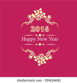 Happy new year 2016.Happy new year greeting with rose frame and number 2016 . Vector illustration.
 
