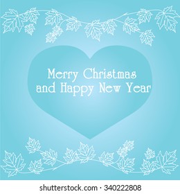 Happy new year 2016.Happy new year greeting with leaves frame and number 2016 . Vector illustration.