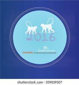 Happy new year 2016.Happy new year greeting with monkey and number 2016 on chalkboard . Vector illustration.

