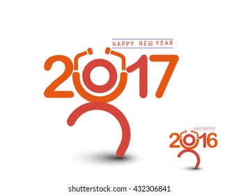Happy new year 2017 or 2016 Text Design vector
