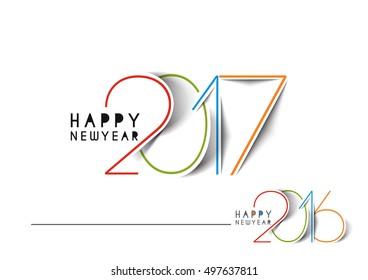 Happy new year 2017 & 2016 Line Art Text Vector Design Background