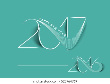 Happy new year 2017 & 2016 Text Design vector illustration