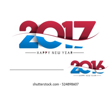 Happy new year 2017 & 2016 Text Design vector illustration