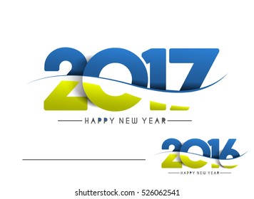 Happy new year 2017 & 2016 Text Design vector illustration
