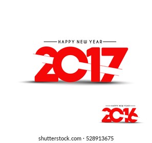 Happy new year 2017 & 2016 Text Design vector illustration