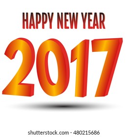 Happy New Year. 2017 New Year 3d orange numbers on a white background. Vector illustration.
