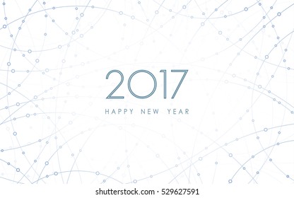 Happy new year 2017 in abstract digital network on white color background (vector)