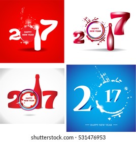 Happy New Year 2017 Abstract posters 