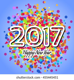 Happy New Year 2017 background. Happy holidays card with irregular colorful circles. Creative design for your greetings card, flyers, posters, brochure, banners, calendar