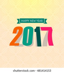 Happy New Year 2017 background. Colorful paper typeface. Greeting card template