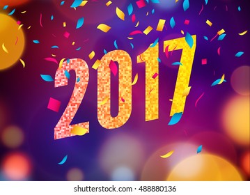 Happy New Year 2017 background. Greeting card design template. Vector illustration of 2017 year.