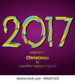 Happy New Year 2017 Background. New Year and Xmas Design Element Template. Vector Illustration.
