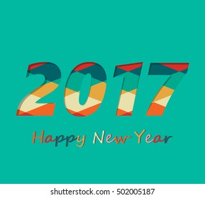 Happy New Year 2017 background. Design text greeting card. Vector illustration