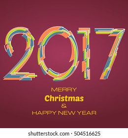 Happy New Year 2017 Background. New Year and Xmas Design Element Template. Vector Illustration.
