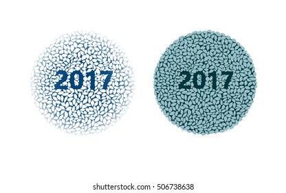 Happy New Year 2017 background. Volumetric pattern texture around digits. Cold colors. Frost
