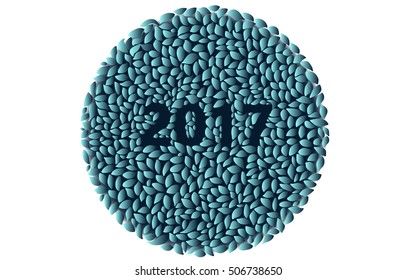 Happy New Year 2017 background. Volumetric pattern texture around digits. Cold colors.