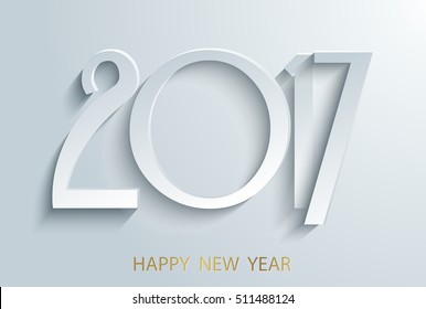 Happy New Year 2017 background. Paper white design with shadows. Decorative background for Christmas and the New Year. Vector