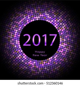 Happy New Year 2017 background. Violet greeting card. Vector illustration eps10