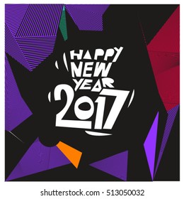 Happy New Year 2017 background. Calendar cover template. Colorful & Modern memphis style background. Greeting card vector illustration.